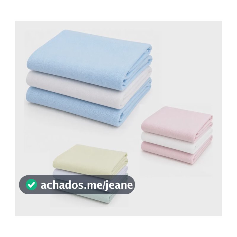 Kit 3 Cueiro Papi 100% Algodão Flanelado Manta Bebe Enxoval Menino Liso