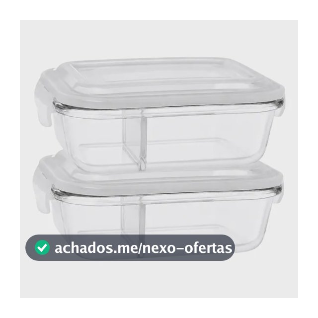Conjunto Com 2 Potes 1040ml Divisória Hermético Marmita Sortida