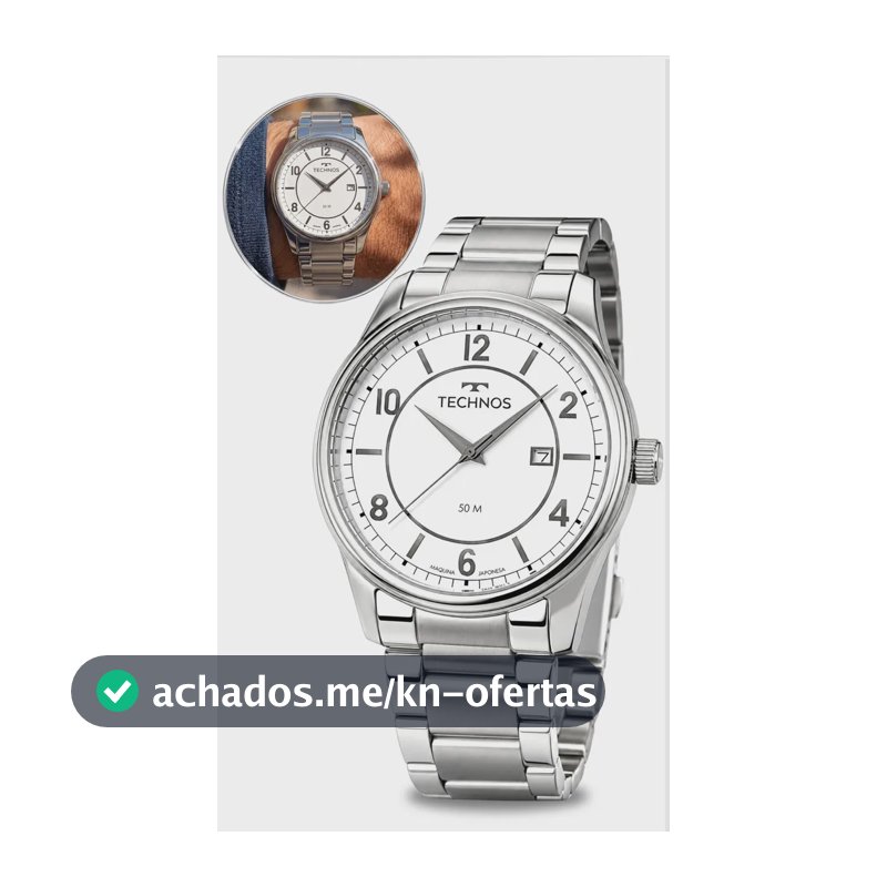 Relógio Technos Masculino De Pulso Analógico Em Aço Calendário Fundo Branco Original