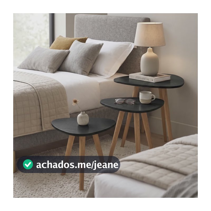 Conjunto Orgânico De Mesas Apoio Sala Pés Palito Para Lar Preto