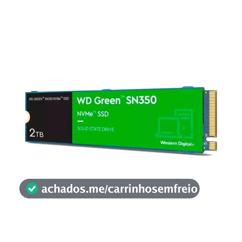 Ssd 2tb M.2 2280 Nvme Pcie Gen3 Western Digital WD Green SN350 Wds200t3g0c Velocidade De Leitura Até 3200mb/s Cor Verde Disco Sólido Interno