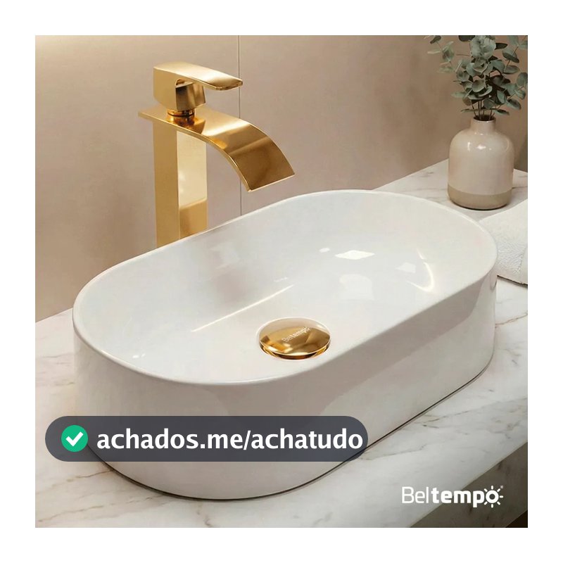 Cuba Pia de Apoio Sobrepor Oval 43x25 Branca Banheiro Lavabo Beltempo BT-2030