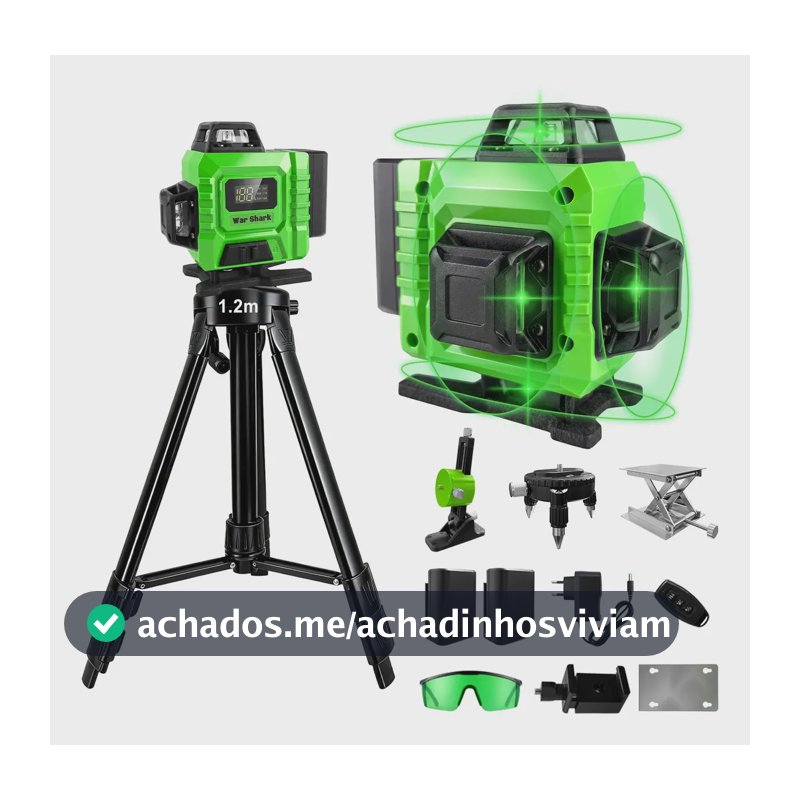 Nível Laser Verde 16 Linhas War Shark 2 Bateria+1.2m Tripé