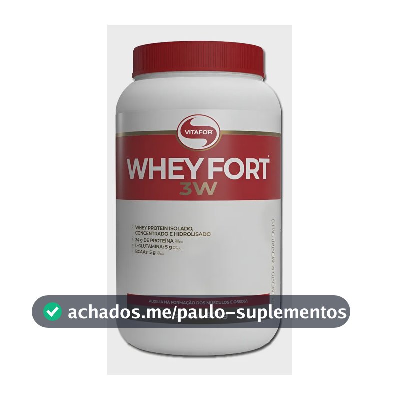 Whey Protein Fort 3w 900g ( Vitafor ): Concentrado E Isolado Sabor Chocolate