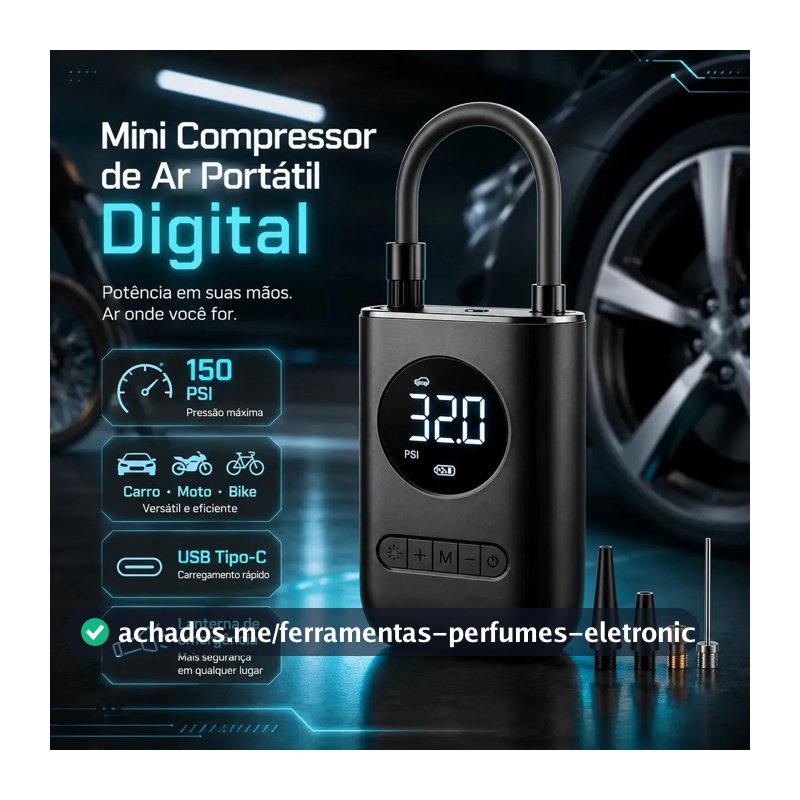 Compressor De Ar Digital Pneu Calibrador Portátil Para Carro Moto Bike Sem Fio Mini Bomba De Ar Elétrico Tela Digital Led Pneus