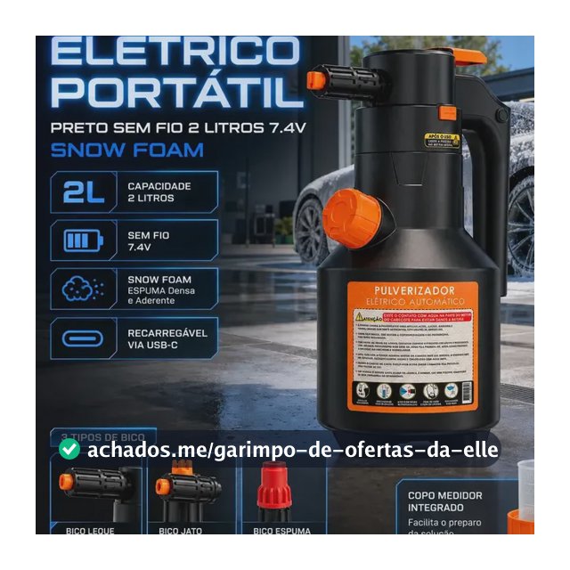 Pulverizador Elétrico Automotivo Portátil Verunto, para Espuma e Limpeza de 2 L
