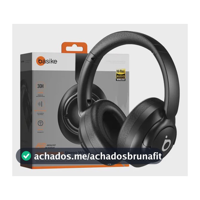 Fone de Ouvido Bluetooth Basike com Cancelamento de Ruído e Microfone para Chamadas – Bateria de 30 Horas