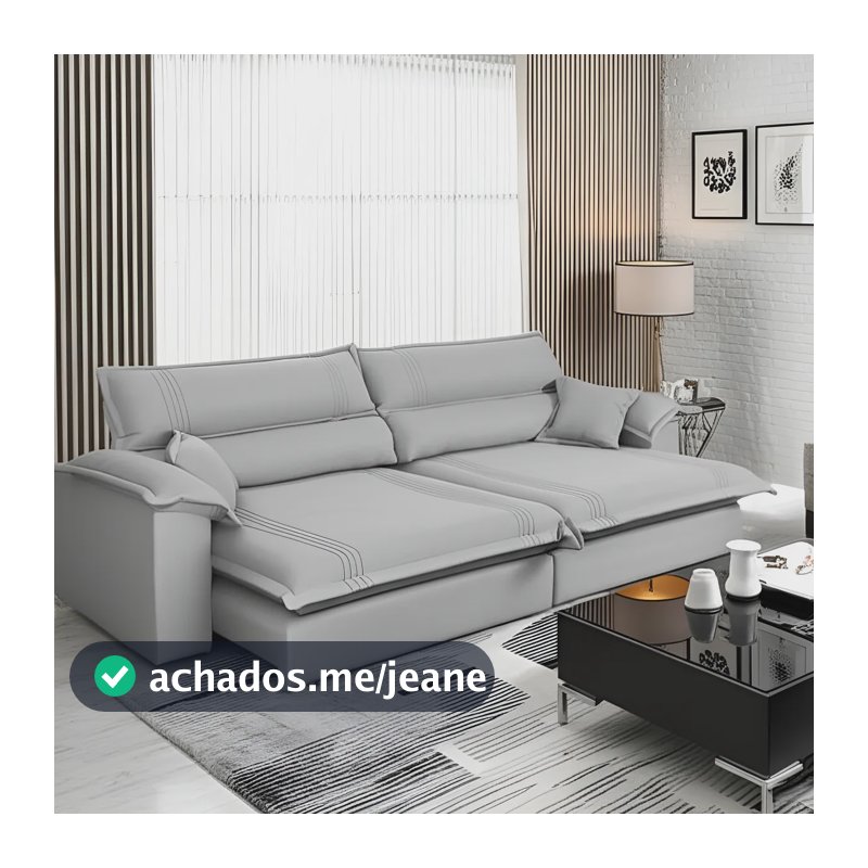 Sofá Retrátil Reclinável 2,50m Nivus Cinza Molas Ensacadas - King House