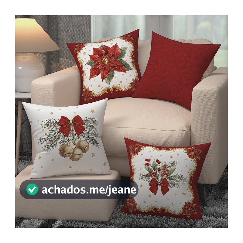 Kit 4 Capas De Almofadas Natal Para Sala De Estar Oxford Decorativas 45x45cm