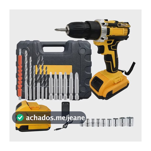 Furadeira Parafusadeira 48v 2 Baterias Lítio Sem Fio Maleta Amarelo 48v