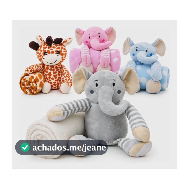 Manta Para Bebê Soft Naninha Pelúcia Antialérgica Enxoval Elefante Cinza
