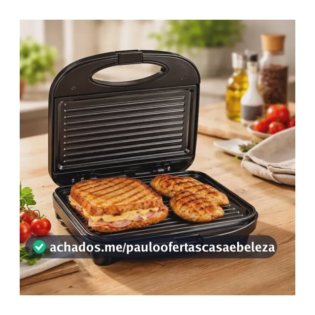Sanduicheira Elétrica Antiaderente Grill 750w Preto 110/220v Preto 127v