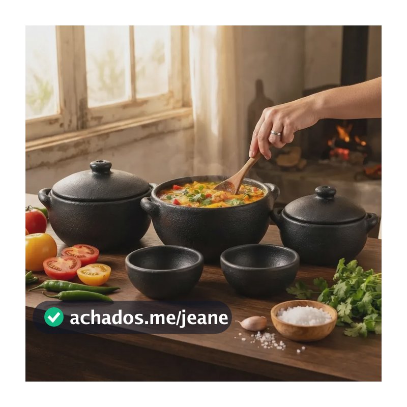 Jogo De Panelas Barro Capixaba Caçarola Moqueca 5 Peças Preto