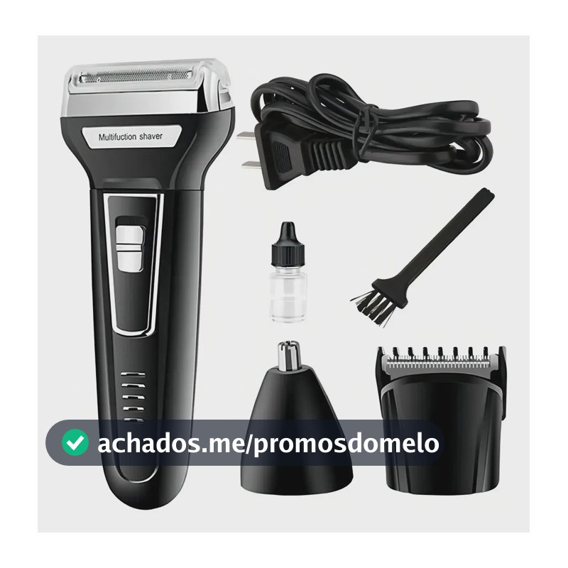 Máquina de aparar Barba E Pelos Barbeador 3 Em 1 Recarregável Bivolt Km6558 Preto