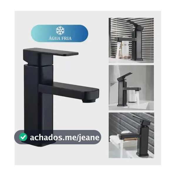 Torneira Para Banheiro Monocomando Preto Fosco Água Fria Instalação Em Bancada Compatível Com Cuba De Apoio Em ABS Resistente Design Moderno Alta Durabilidade E Fácil Limpeza FC-138 Via Flix