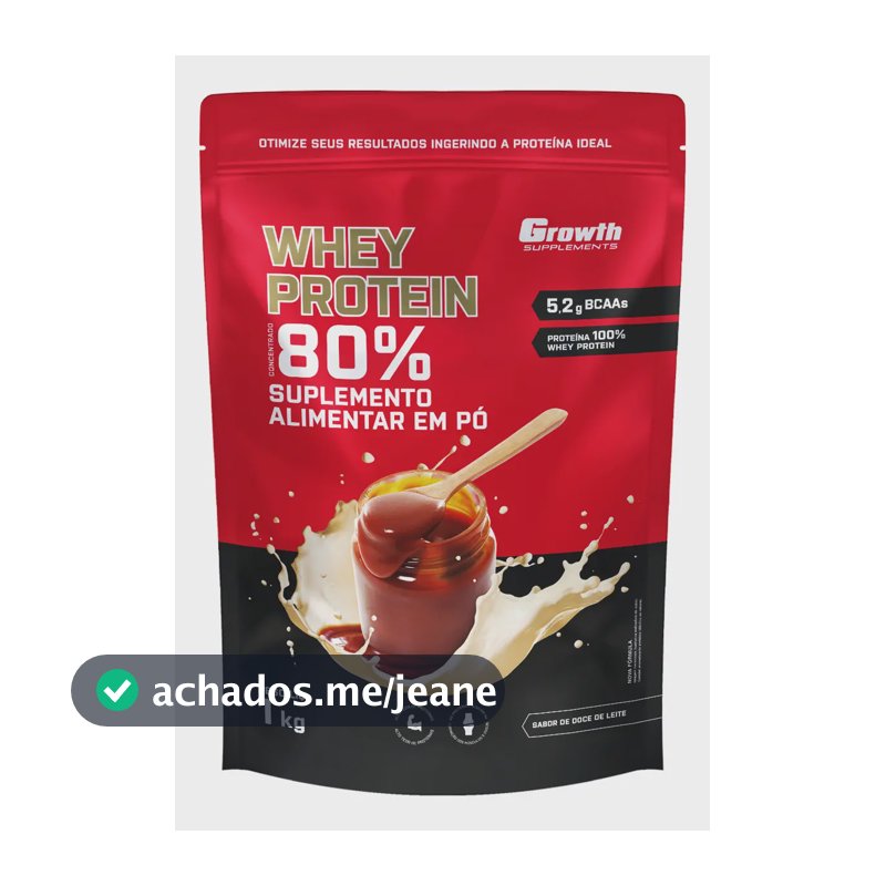 Suplemento em pó Growth Supplements Whey Protein Concentrado sabor Doce de Leite 1 kg