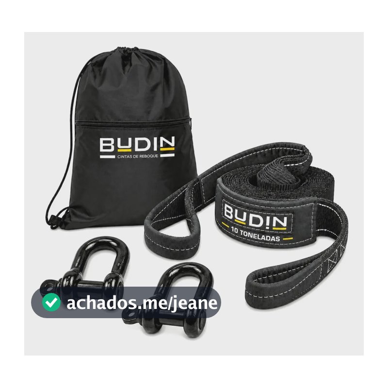 Cinta Fita Reboque | 10 Toneladas X 4m | Pro Black |kit Bolsa + Manilha 5/8 | Budin | 80mm - Fita Resgaste Arraste 4x4 Offroad Guincho