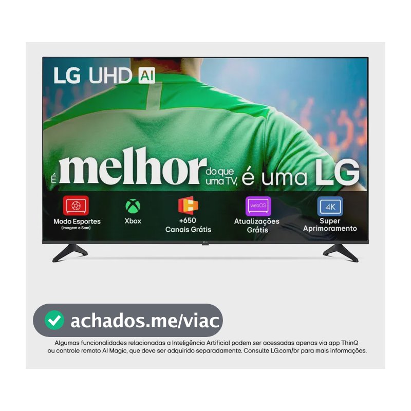 Smart TV LG UHD AI UA75 50 polegadas HDR10 Pro Processador α7 AI Ger8 webOS 25