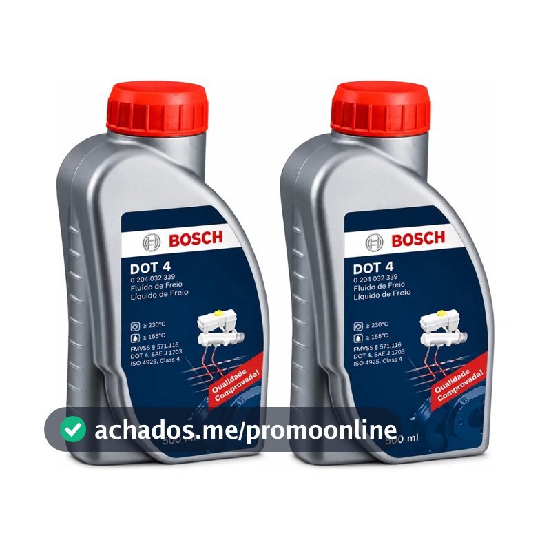Kit 2 Fluido de Freio DOT 4 Bosch Original 500ml - 1 Litro