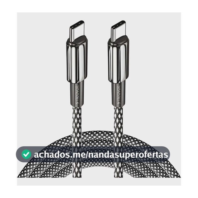 Cabo USB Tipo C 100W Hrebos 2M Carregamento Rápido iPhone 15 Pro