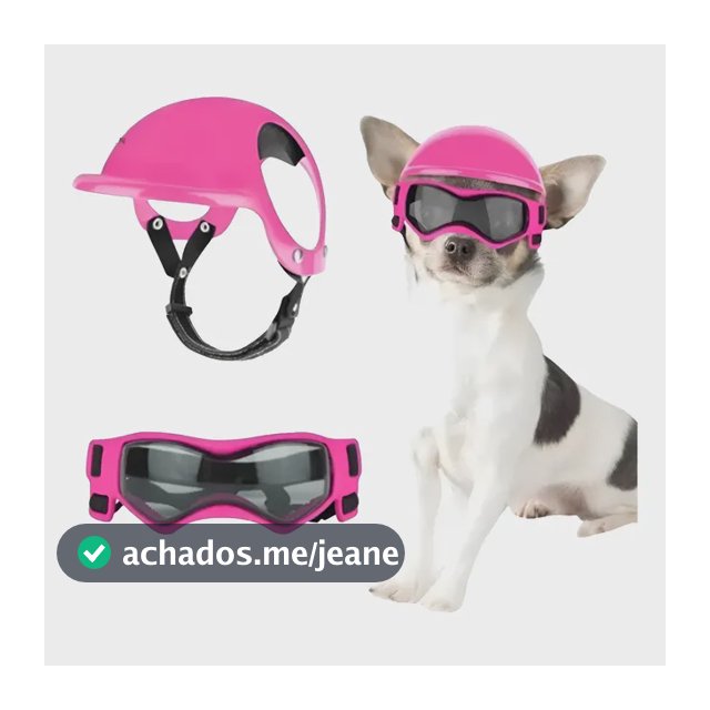 Capacete Motocicleta Pet Com Óculos De Sol Para Cães Uv