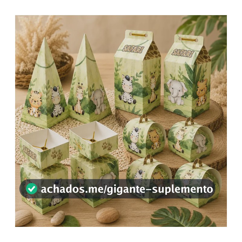 Kit Lembrancinha Safari 20 Caixinhas Full Branco