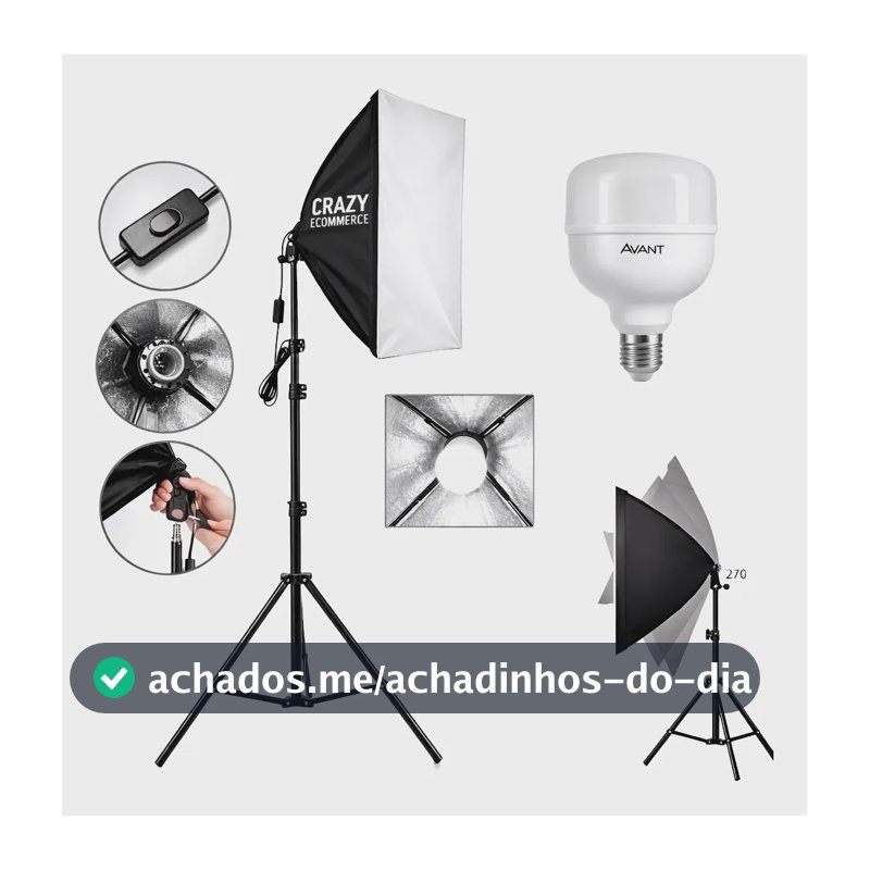 Kit Softbox + Lampada Led Estúdio Luz Continua Tripe 2metros 127/220v