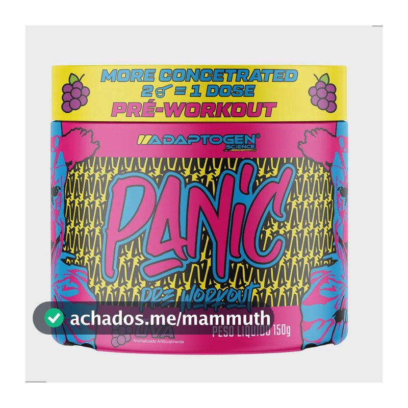 Suplemento em pó Adaptogen Science Pré Treino Beta-alanina Panic sabor Uva x 150g