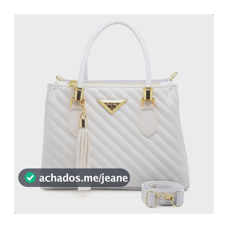 Bolsa tote Shopbag couro sintético branca 25x20x14 cm