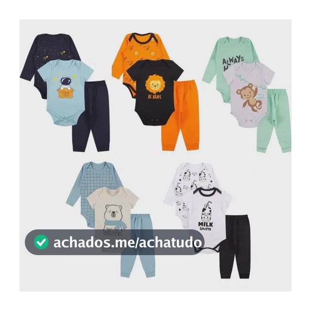 Kit Roupa De Bebe 9 Peças Body E Calça Algodão De Menino