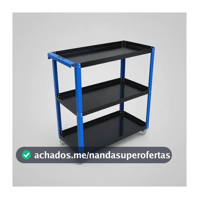Carrinho De Ferramentas Aberto Forte P/ Mecânico Organizador Preto E Azul