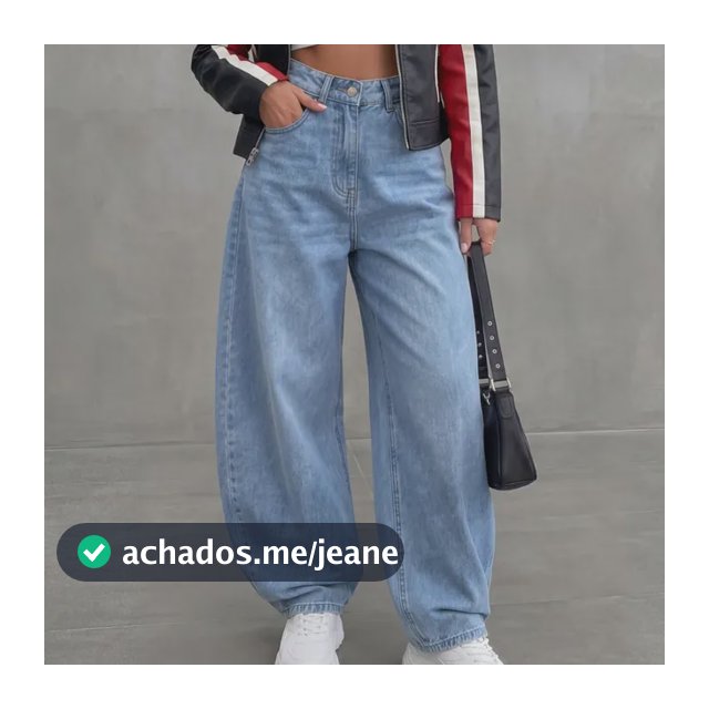 Calça Jeans Feminina Balão Baggy Balloon Barrel Cintura Alta Azul-claro Jeans 42