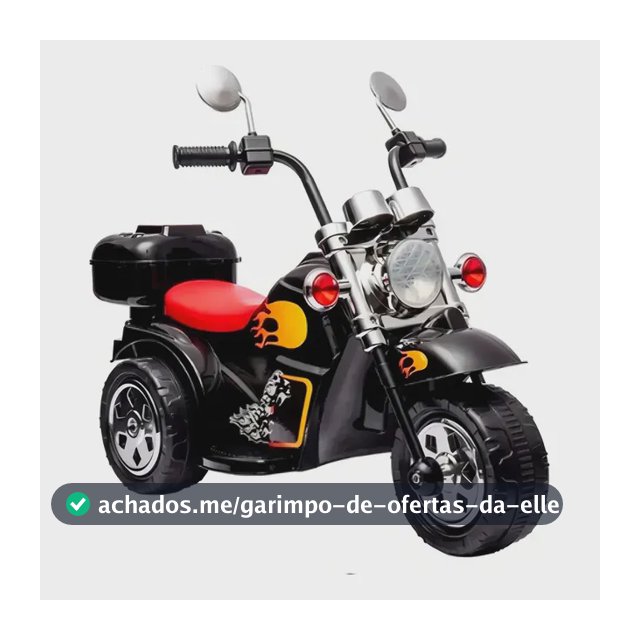 Mini Moto Motinha Elétrica Infantil Bateria 6v Led 3 Rodas Cor Clássica / Preta