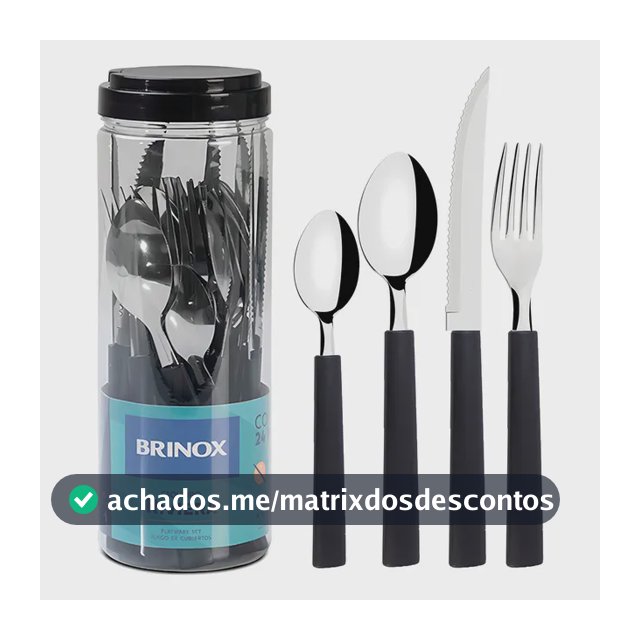 Faqueiro Inox 24 Peças Preto Brinox Riviera