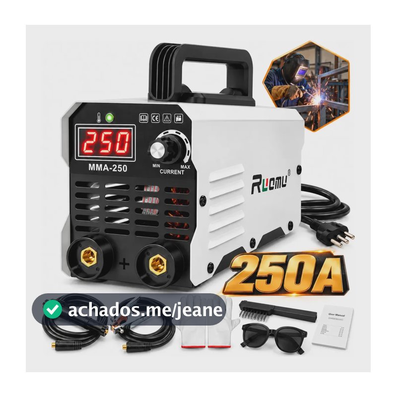 Máquina De Solda Inversora Portátil MMA 250A Sem Gás