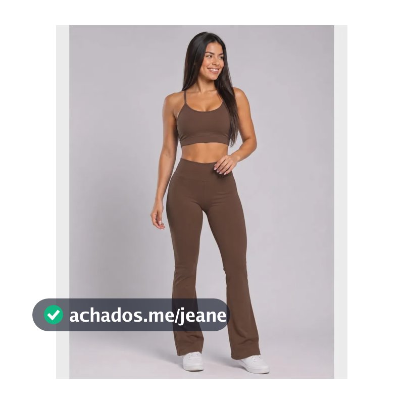 Conjunto Legging Flare Blackout Roupas Academia Marrom Zero Transparência M