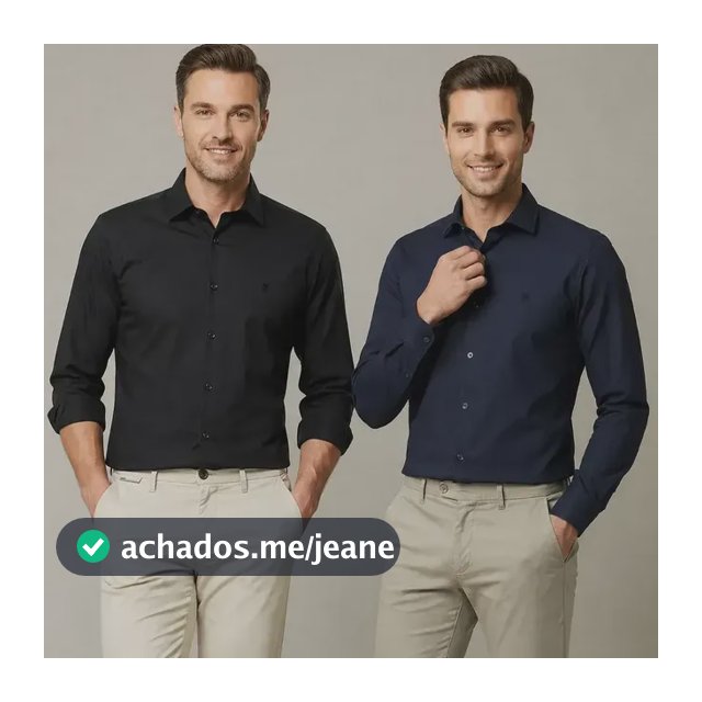 Kit 2 Camisas Slim Fit Polo Wear Preto / Marinho P