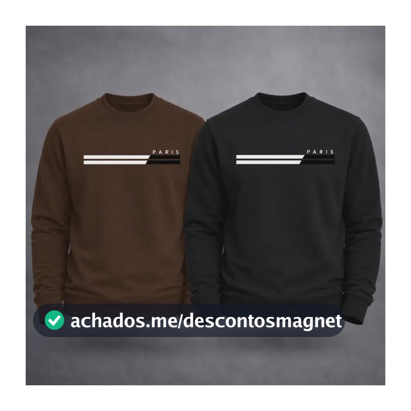 Kit 2 Moletons Careca Paris Flanelado Premium Diversas Cores M Marrom + Preto