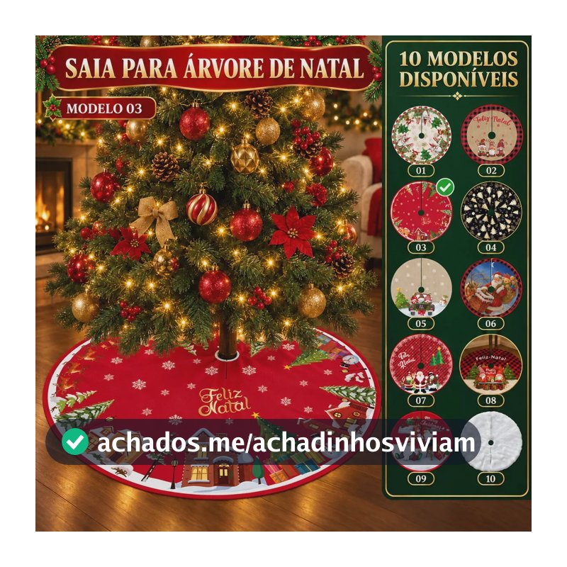 Saia Tapete Base Árvore De Natal Decoração Papai Noel Enfeite Natalino Luxo Modelo 3 Luvinco