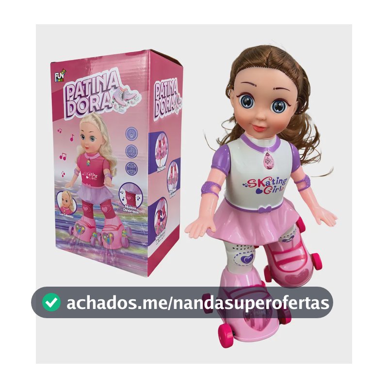 Boneca Patinadora Canta Dança Infantil Com Luzes E Patins