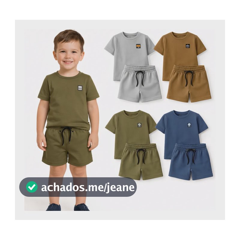 Conjunto Camiseta 8 Peças Para Meninos - Monocromático Multicolorido Variado 2
