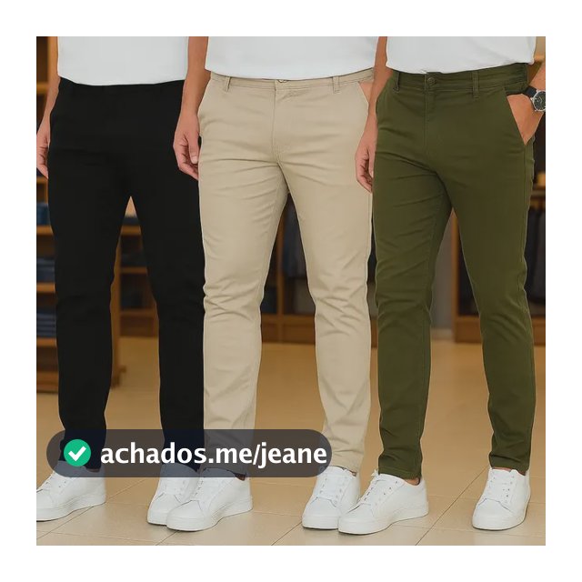 Kit 3 Calças Masculinas Social Alfaiataria Sarja Lycra Chino