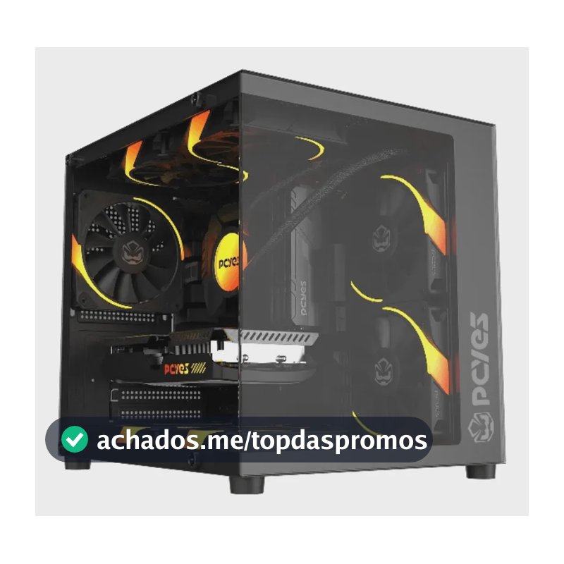 Gabinete Gamer Pcyes Forcefield Mini Black Vulcan - Gffmnbv
