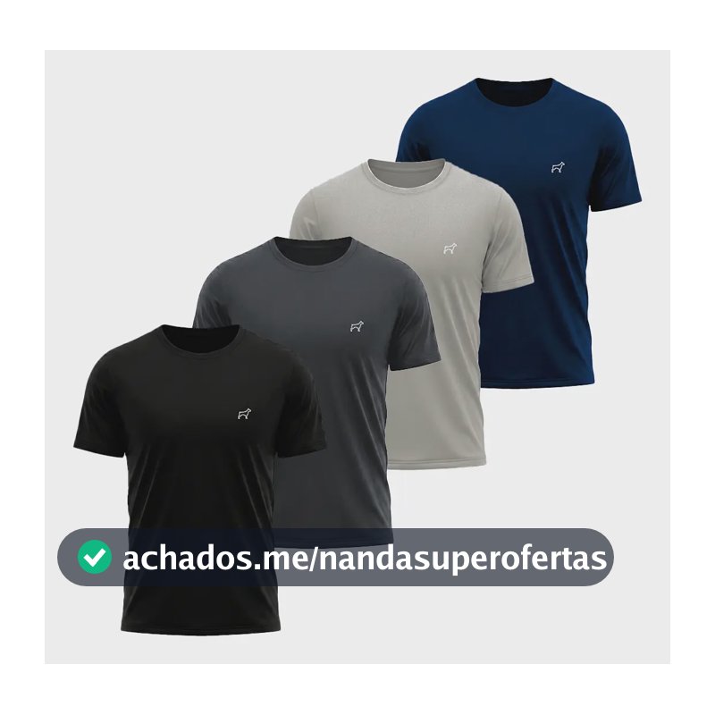 Kit 4 Camiseta Dry Fit Parvori Masculina Academia Corrida Preto/chumbo/cinza/marinho M Liso
