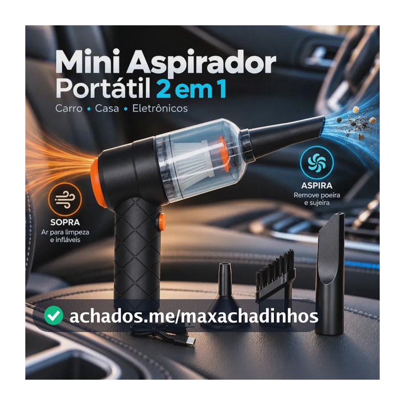 Aspirador Portátil VOXLY 2 em 1 sem Fio para Carro e Casa, 120W