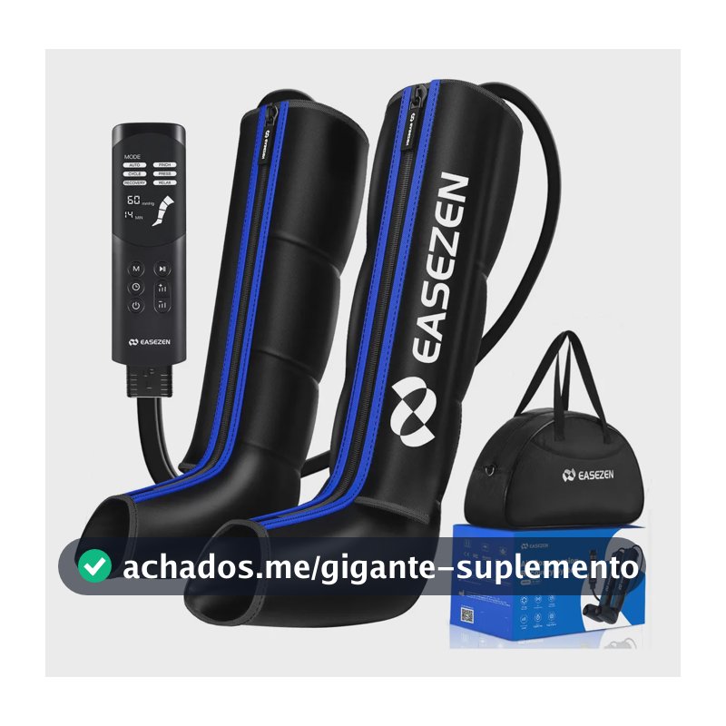 Bota De Compressao Pneumatica Massageador Pes Easezen 6 Modos Médio Preto/azul Azul/preto