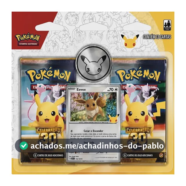Pokémon Celebração De 30 Anos- Blister Duplo Com Moeda Eevee Pokémon Celebração De 30 Anos - Blister Duplo
