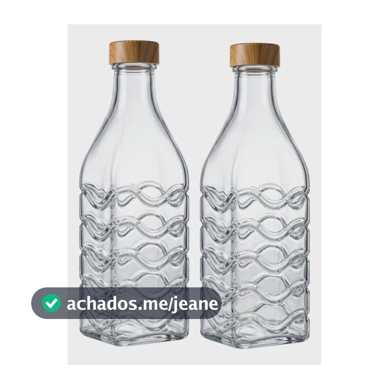 Kit 2 Garrafas De Vidro 1l Transparente Agua Tampa Inox