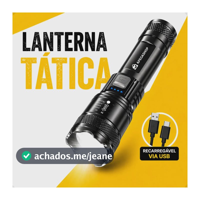 Lanterna Tática Militar Recarregável Led Cree Mais Forte Do Mundo Ultra Potente 1000m Zoom Alto Brilho Sitio Fazenda Apegashop