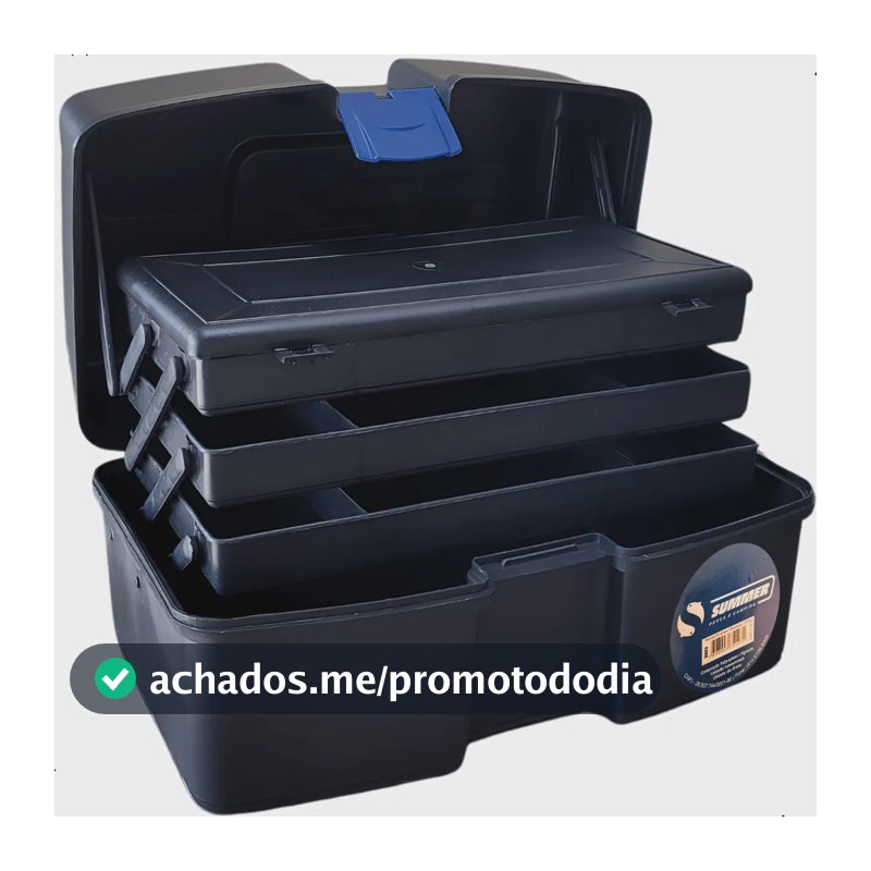 Maleta Para Pesca 3 Bandejas Articuladas Preta Summer Preto
